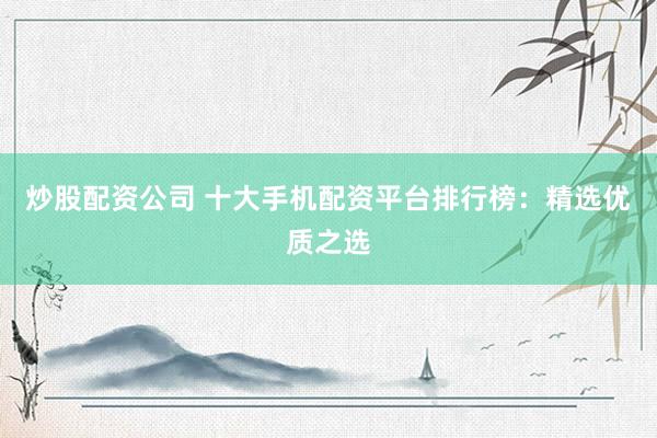炒股配资公司 十大手机配资平台排行榜：精选优质之选