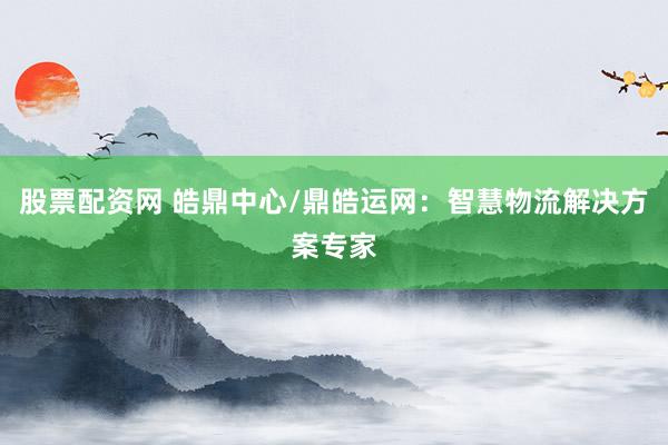 股票配资网 皓鼎中心/鼎皓运网：智慧物流解决方案专家