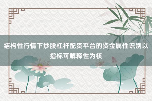 结构性行情下炒股杠杆配资平台的资金属性识别以指标可解释性为核