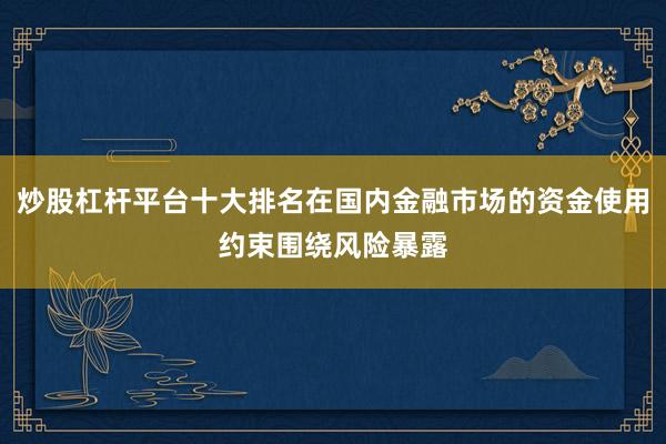 炒股杠杆平台十大排名在国内金融市场的资金使用约束围绕风险暴露