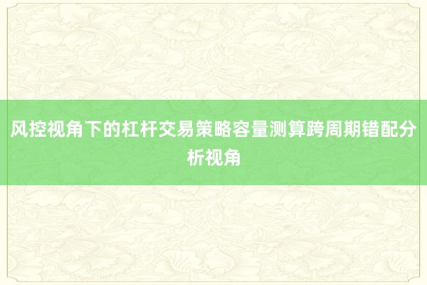 风控视角下的杠杆交易策略容量测算跨周期错配分析视角