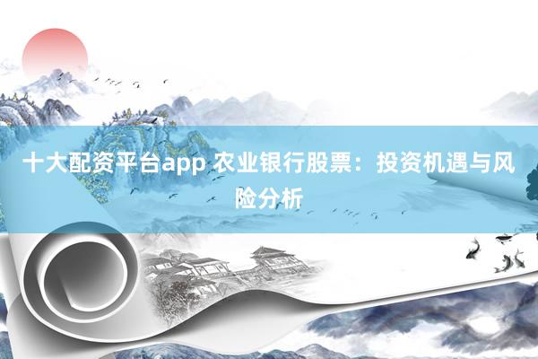 十大配资平台app 农业银行股票：投资机遇与风险分析