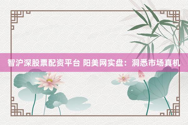 智沪深股票配资平台 阳美网实盘：洞悉市场真机