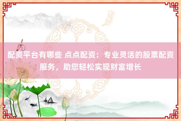 配资平台有哪些 点点配资：专业灵活的股票配资服务，助您轻松实现财富增长