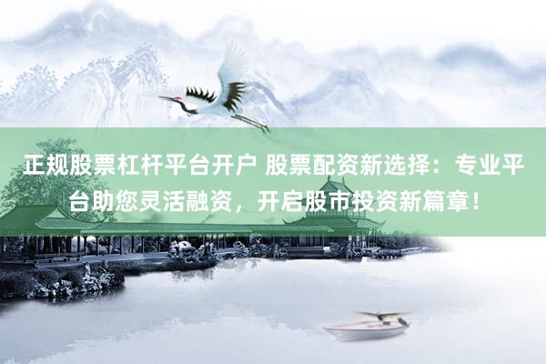 正规股票杠杆平台开户 股票配资新选择：专业平台助您灵活融资，开启股市投资新篇章！