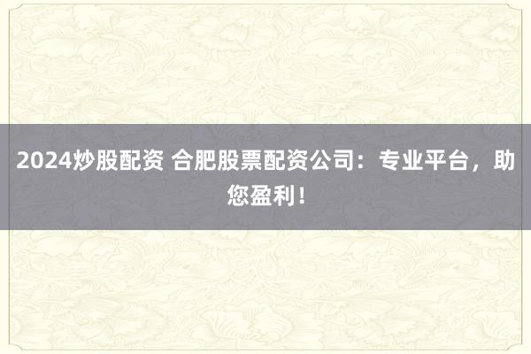 2024炒股配资 合肥股票配资公司：专业平台，助您盈利！